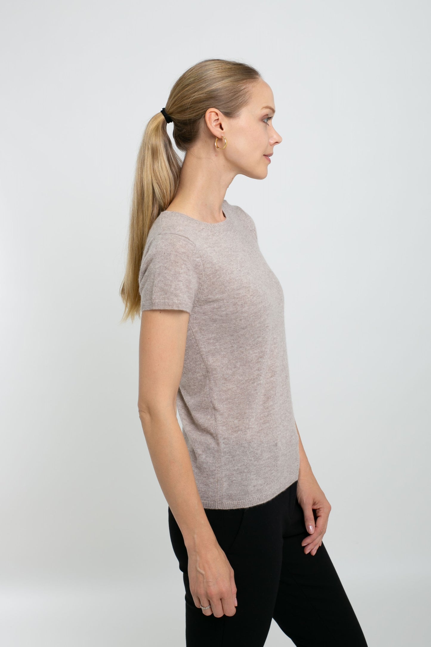 100% Cashmere Luxury Crew Neck Short Sleeve Tee