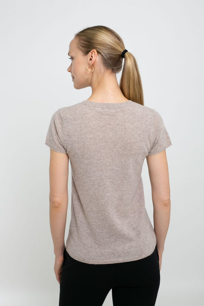 100% Cashmere Luxury Crew Neck Short Sleeve Tee