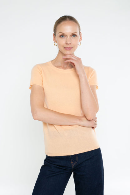 100% Cashmere Luxury Crew Neck Short Sleeve Tee