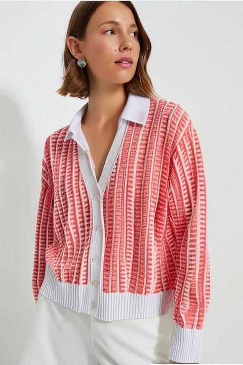 2-Color V-Neck Button Cardigan