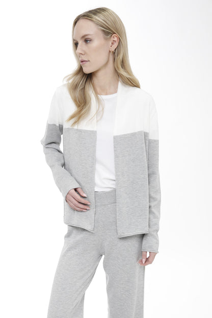 Long Sleeve Color Block Open Cardigan