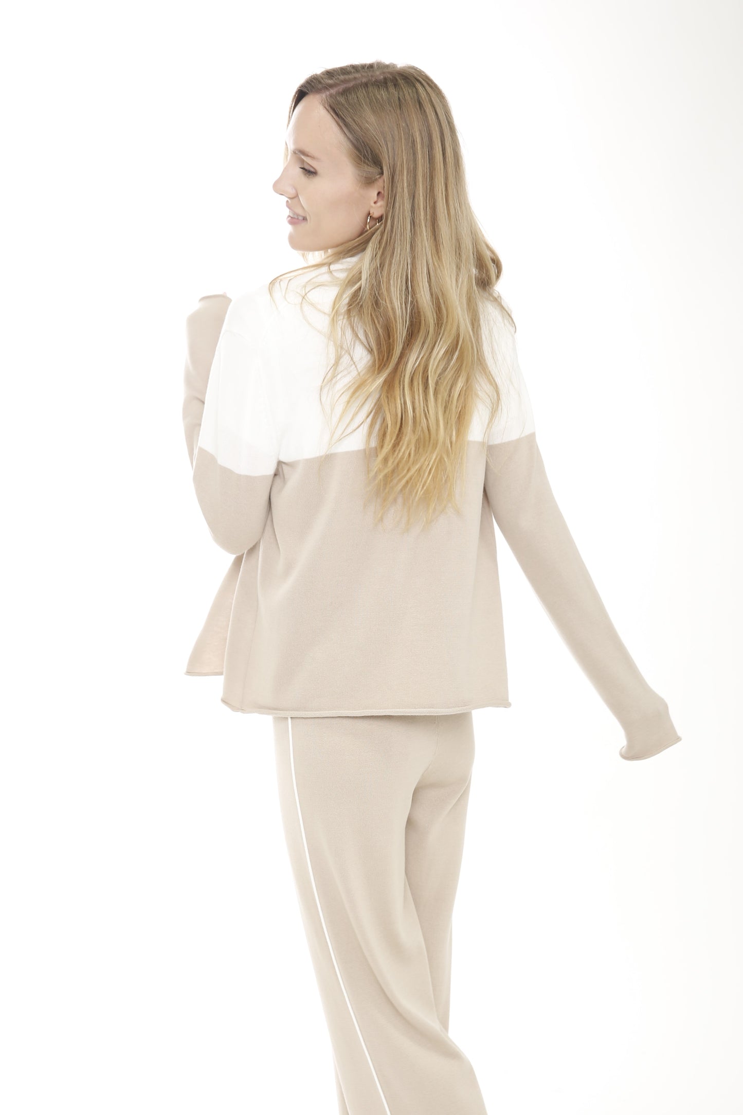 Long Sleeve Color Block Open Cardigan