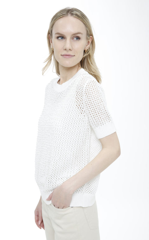 Allover Mesh & Pearls Pullover