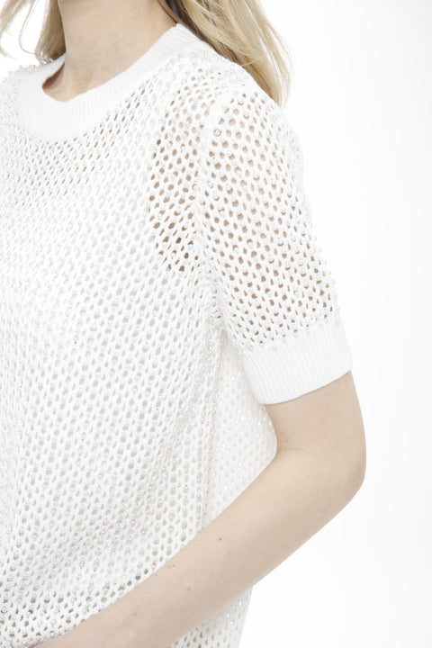 Allover Mesh & Pearls Pullover