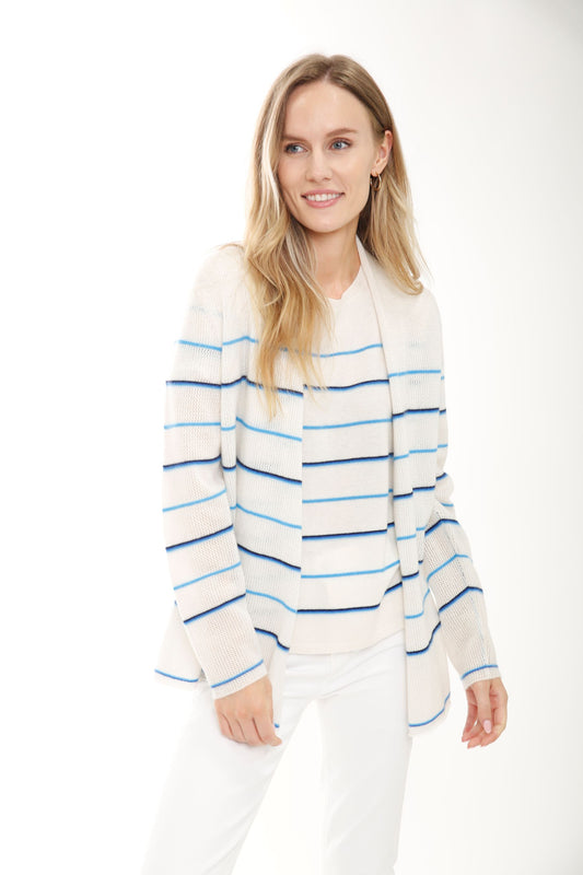 Cashmere Striped Open Cardigan