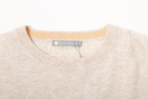 Cashmere Elbow Sleeve Crew Neck Pullover