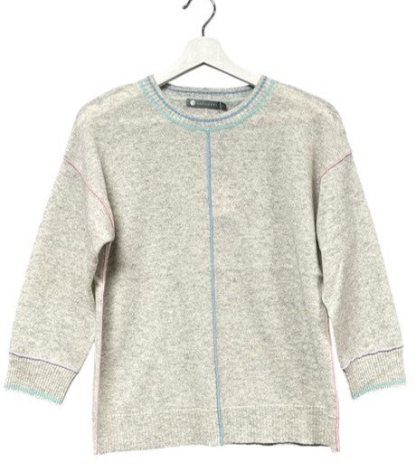 Cashmere 3/4 Sleeve Pullover with Tipping