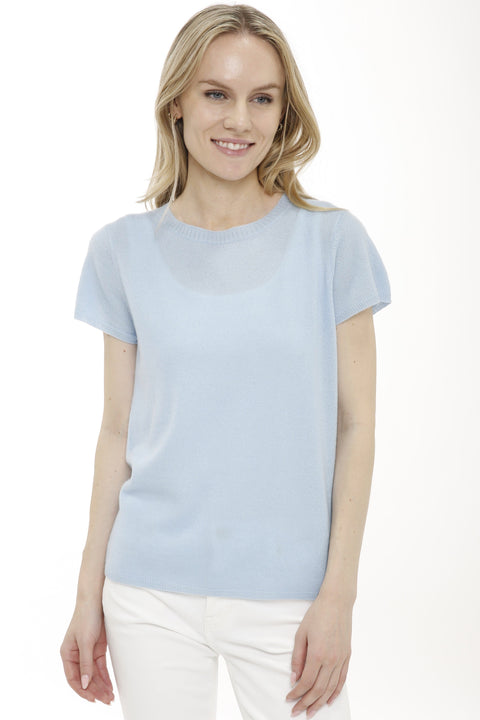 100% Cashmere Luxury Crew Neck Short Sleeve Tee
