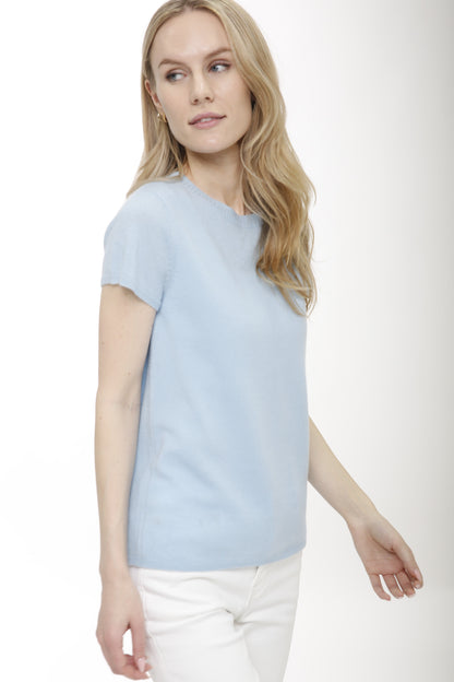 100% Cashmere Luxury Crew Neck Short Sleeve Tee