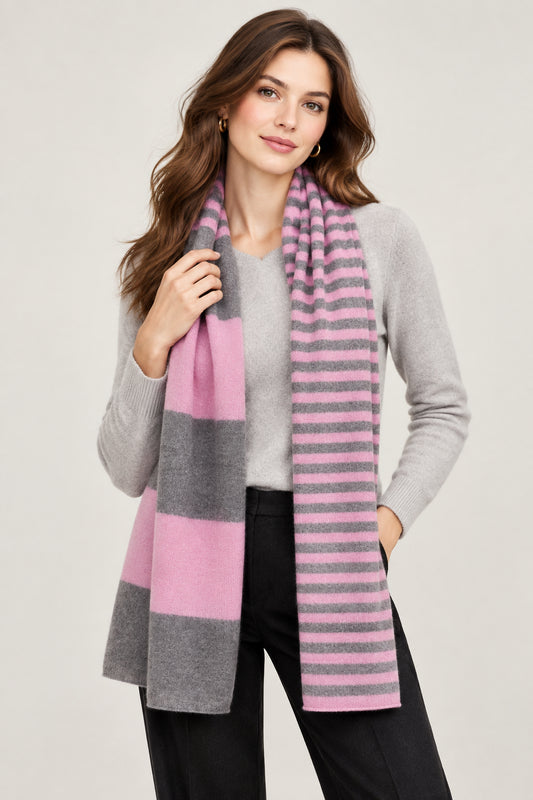 100% Cashmere Striped Scarf (7234SS)