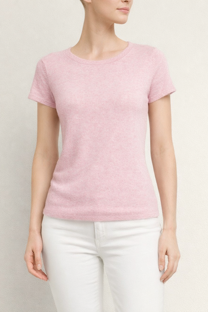 100% Cashmere Luxury Crew Neck Short Sleeve Tee