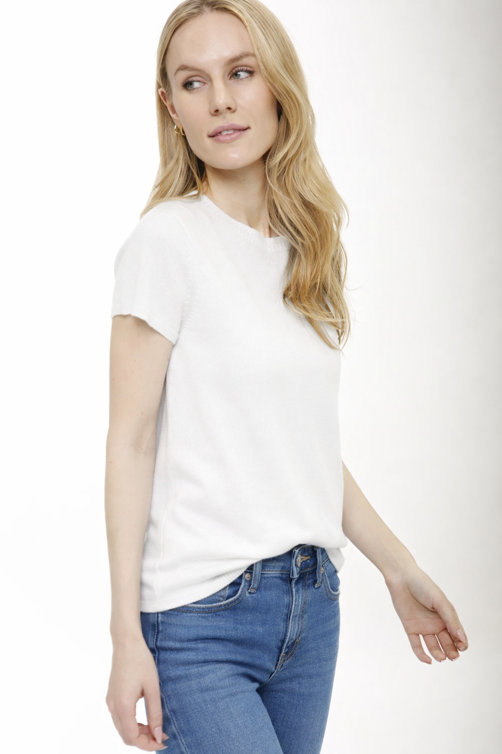 100% Cashmere Luxury Crew Neck Short Sleeve Tee
