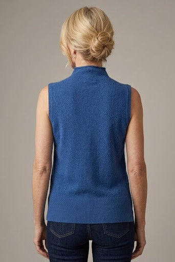 100% Cashmere Funnel Neck Sleeveless Top
