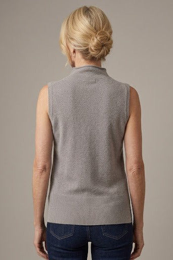 100% Cashmere Funnel Neck Sleeveless Top