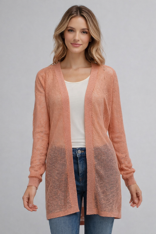 Mesh Raglan Open Cardigan