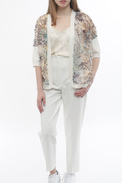 Knit Combo Floral Cardi