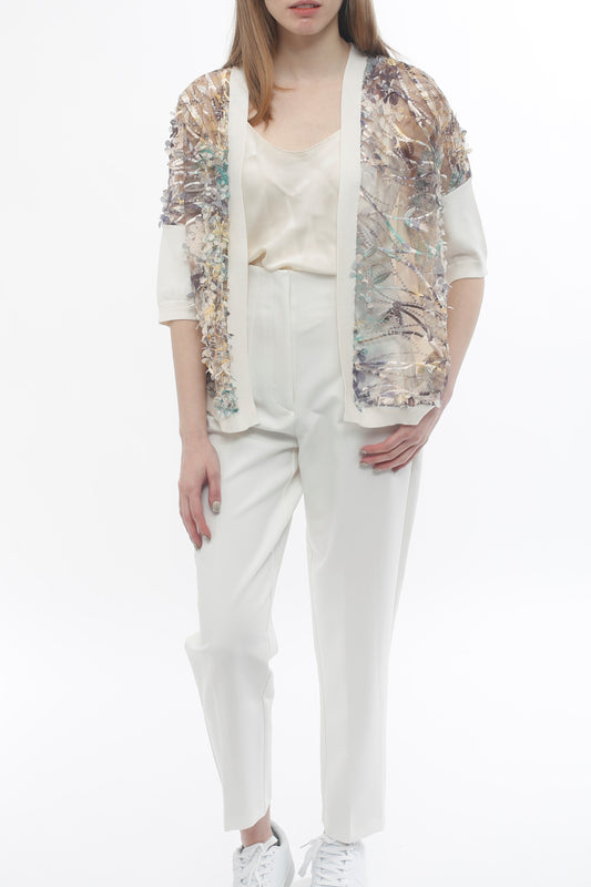 Knit Combo Floral Cardi