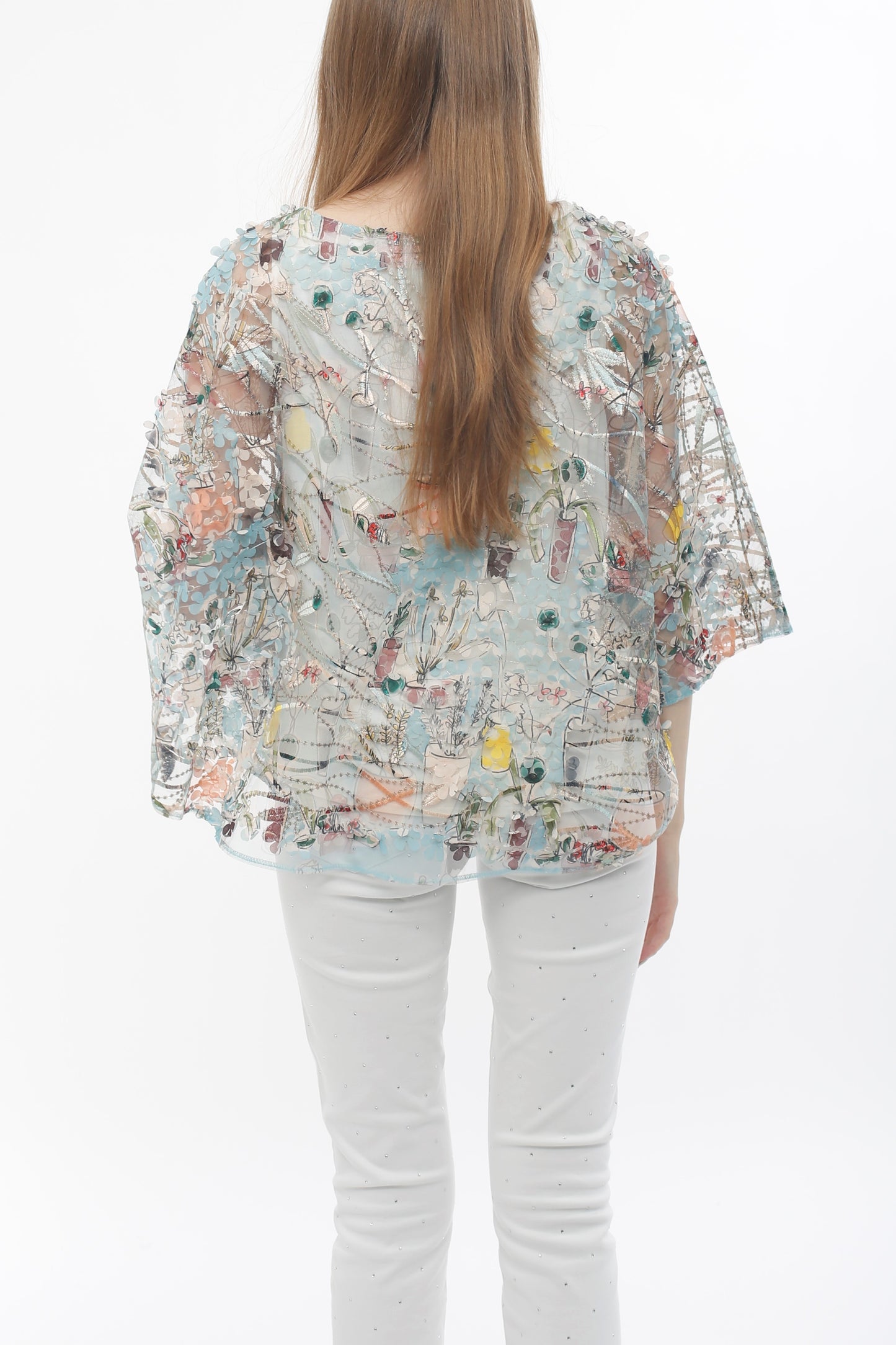 Woven Printed Poncho with Knit Tank