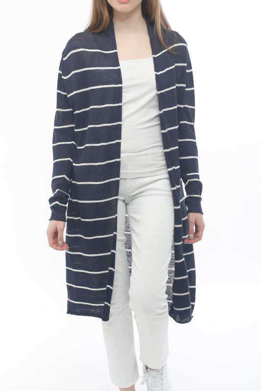 100% Linen Stripe Combo Duster