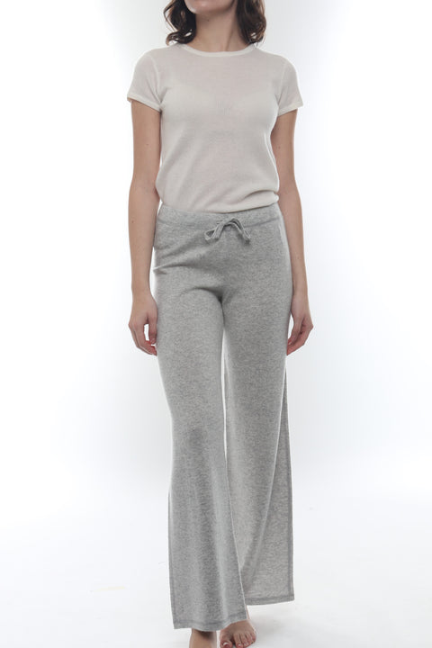 Cashmere Wide Leg Pant with stitch detail - InCashmere