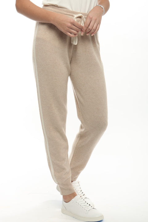 100% Cashmere Jogger Pant with Side Stripe - InCashmere