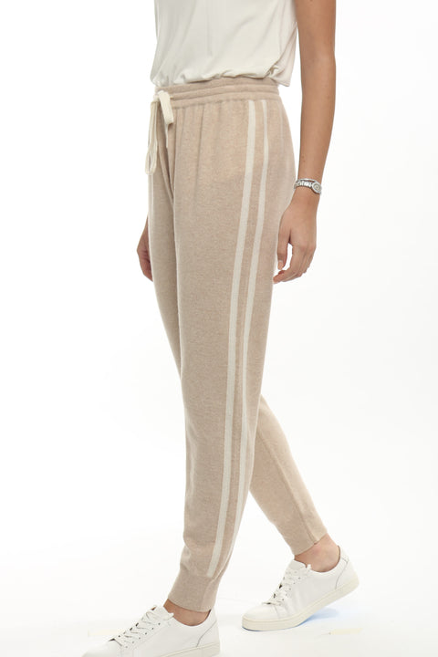 100% Cashmere Jogger Pant with Side Stripe