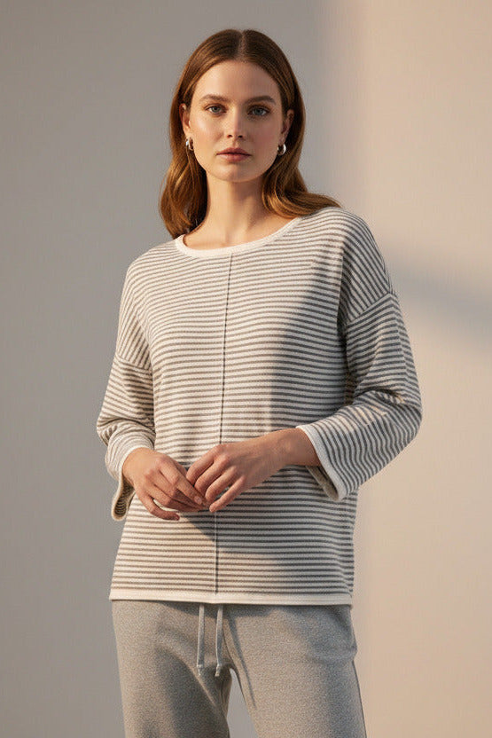 3/4 Sleeve Boat Neck Pullover (OS28234) - InCashmere