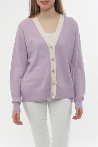 100% Cashmere V-Neck Cardigan With Daisy Buttons