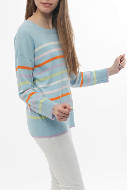 100% Cashmere Multi Stripe Pullover