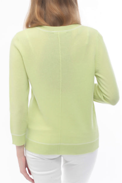 100% Cashmere V Neck Embroidery Pullover