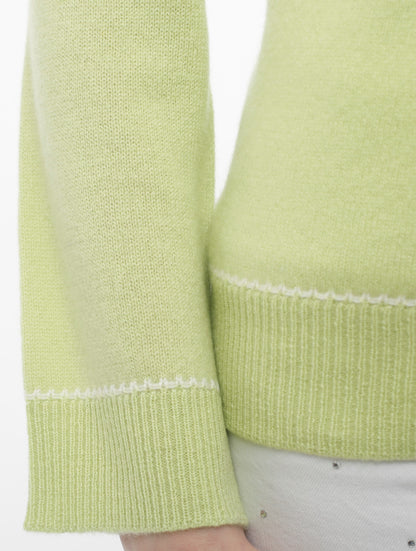 100% Cashmere V Neck Embroidery Pullover